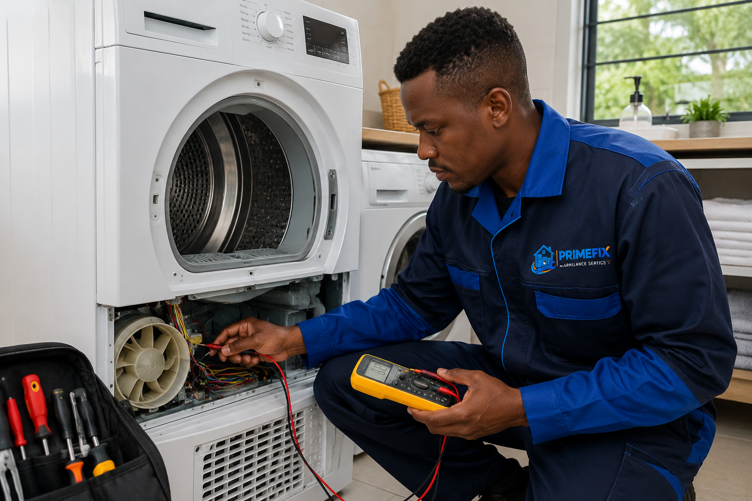PrimeFix technician providing tumble dryer repairs